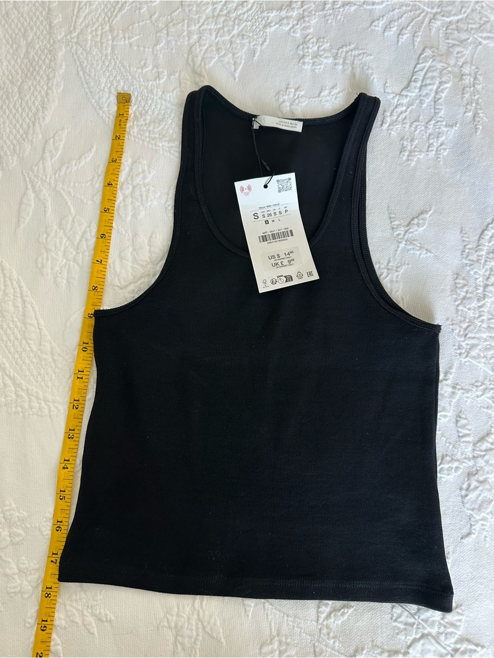 Zara NWT Black Ribbed Crop Tank Top - Women